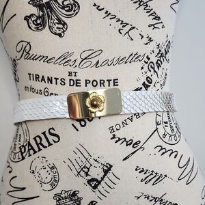 Chic White Fish Scale and Gold Flower  Women's Belt